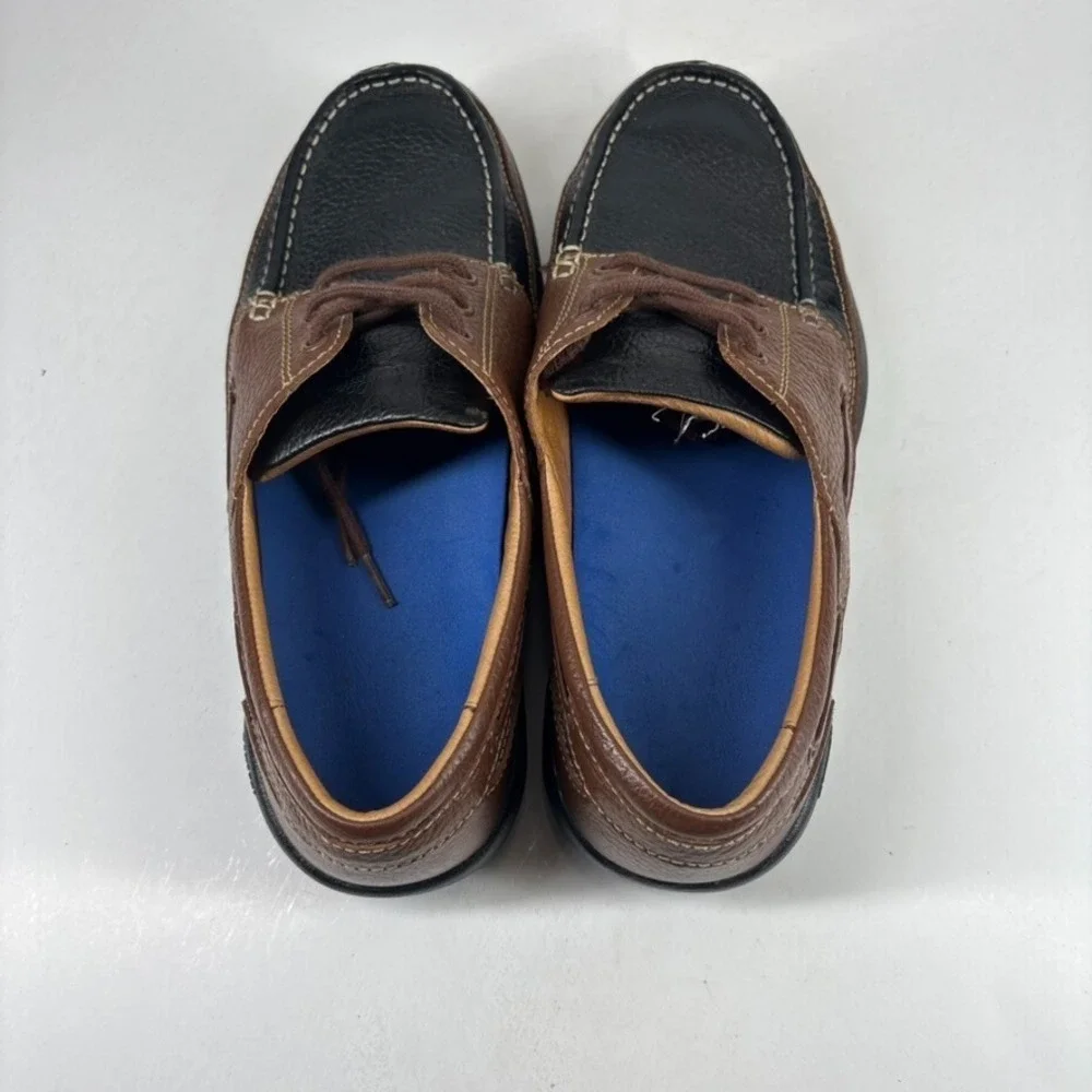 Dr. Comfort Patrick Men's US 11.5W Brown/Black Leather Diabetic Boat Shoes 8560
